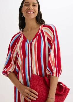 Vestido tipo caftán de viscosa estructurada de rayas
