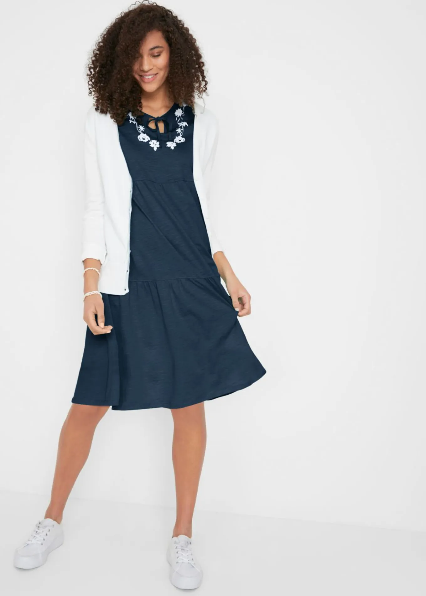 Vestido tipo túnica de algodón con manga corta