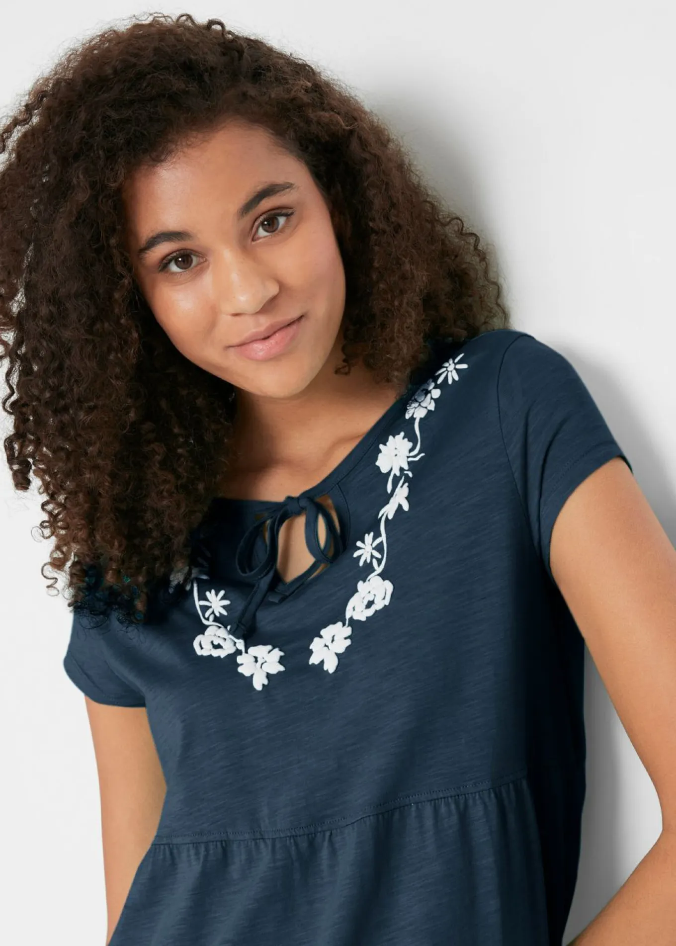 Vestido tipo túnica de algodón con manga corta