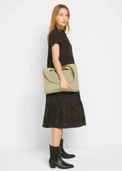 Vestido tipo túnica de algodón puro con bordado calado