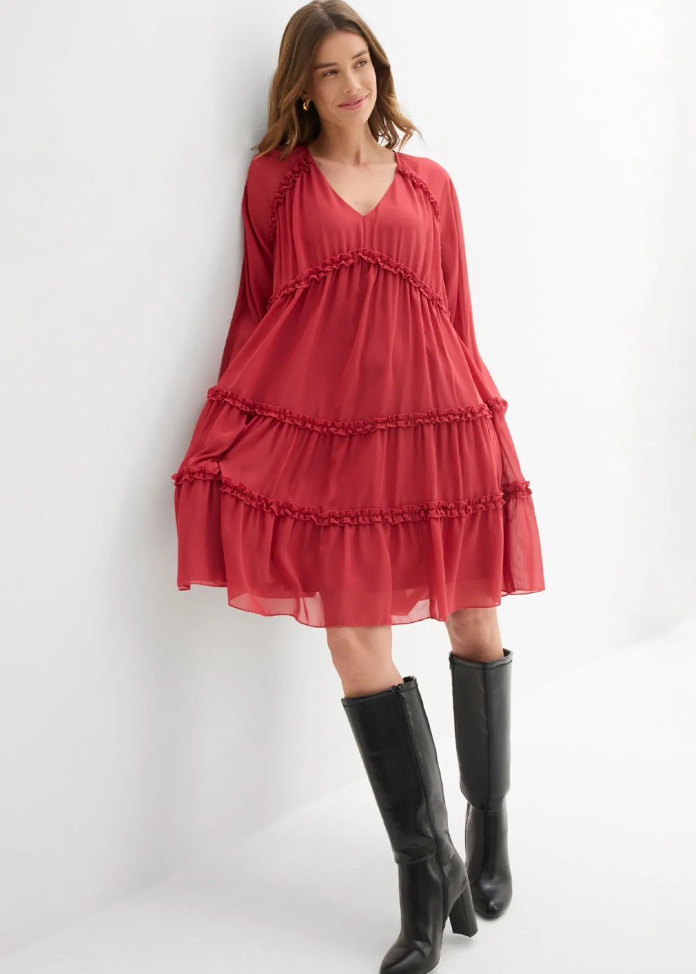 Vestido tipo túnica de gasa estructurada