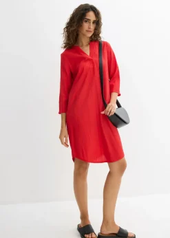 Vestido tipo túnica de mezcla de viscosa con efecto estructurado