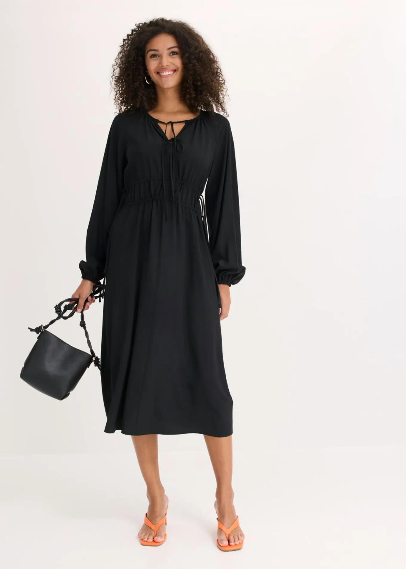 Vestido tipo túnica de mezcla de viscosa fluida