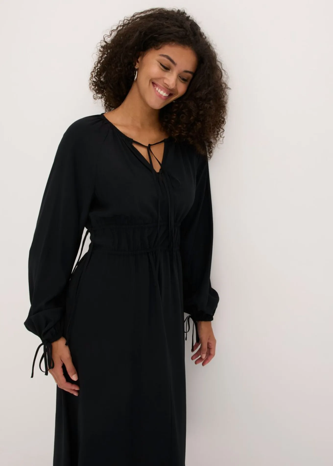 Vestido tipo túnica de mezcla de viscosa fluida