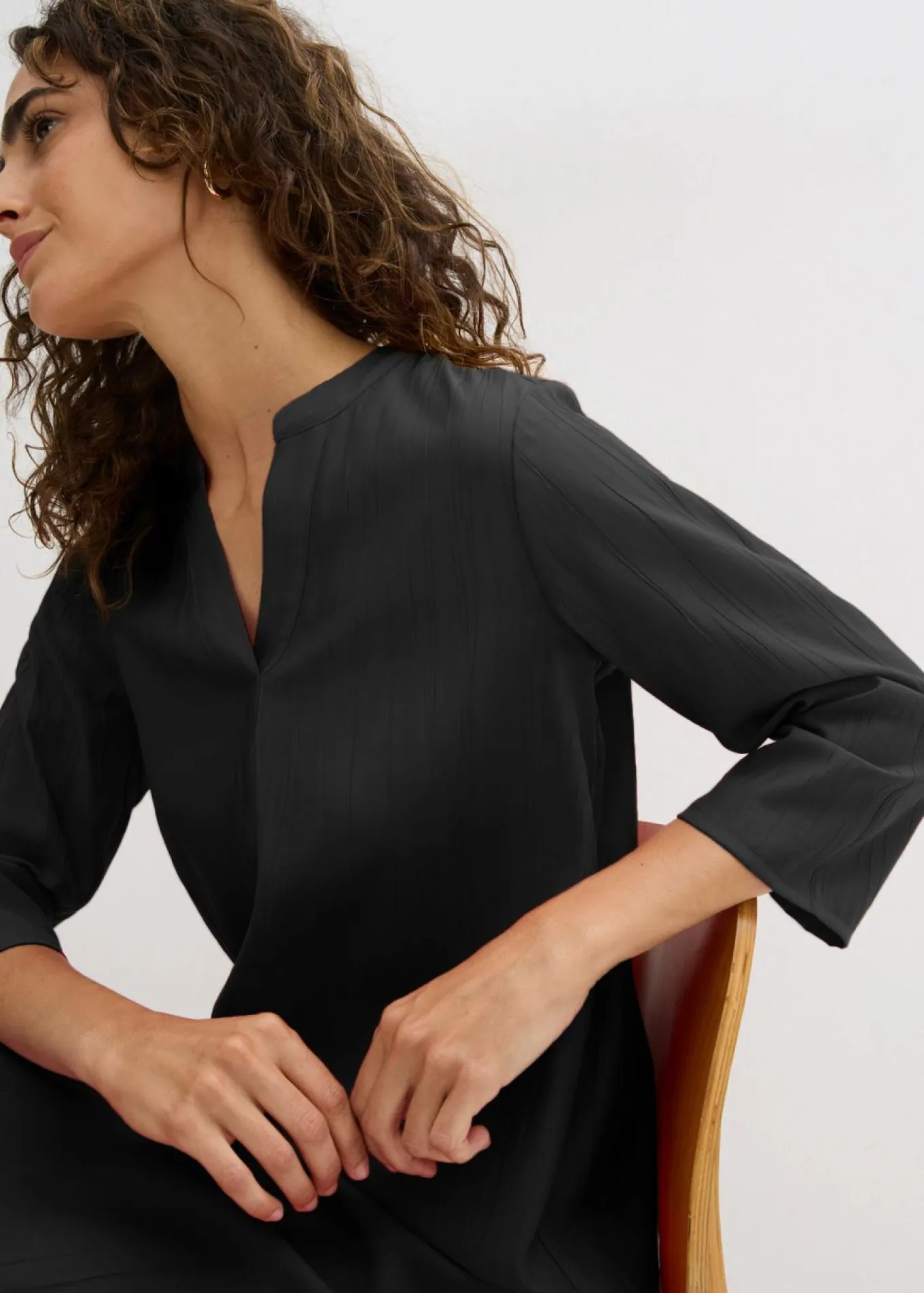 Vestido tipo túnica de mezcla de viscosa con efecto estructurado