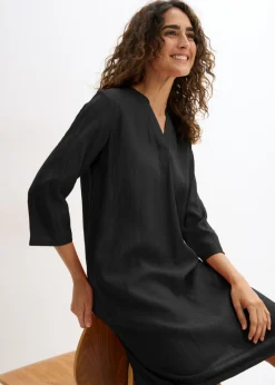 Vestido tipo túnica de mezcla de viscosa con efecto estructurado