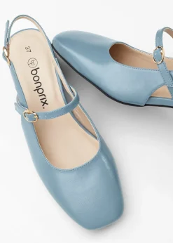 Zapatos con talón al descubierto y tira